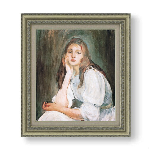 【油絵 直筆仕上げ】ベルト・モリゾ 夢見るジュリー F10 【額入り】 絵画 販売 10号 油彩 人物画 677&times;603mm 複製画 送料無料 プレゼント ギフト 開店祝い 開業祝い 退職祝い 新築祝い リビング 玄関 モダン アートフレーム 壁掛け｜絵画販売アートレスト