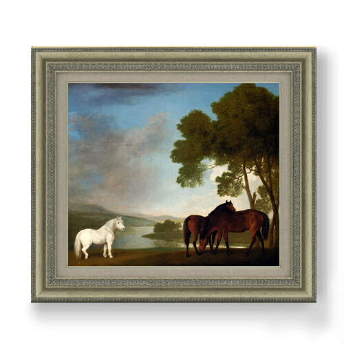 【油絵 直筆仕上げ】スタップス Two Bay Mares And A Grey Pony F10 【額入り】 絵画 販売 10号 油彩 風景画 677×603mm 複製画 送料無料 プレゼント ギフト 開店祝い 開業祝い 退職祝い 新築祝い リビング 玄関 モダン アートフレーム 壁掛け 30,875円