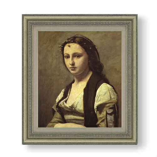 【油絵 直筆仕上げ】カミーユ・コロー 真珠の女 F10 【額入り】 絵画 販売 10号 油彩 人物画 677×603mm 複製画 送料無料 プレゼント ギフト 開店祝い 開業祝い 退職祝い 新築祝い リビング 玄関 モダン アートフレーム 壁掛け|絵画販売アートレスト