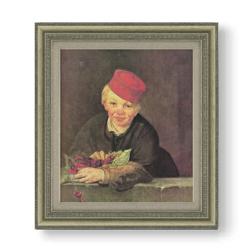 【油絵 直筆仕上げ】マネ さくらんぼを持った少年 F10 【額入り】 絵画 販売 10号 油彩 人物画 677×603mm 複製画 送料無料 プレゼント ギフト 開店祝い 開業祝い 退職祝い 新築祝い リビング 玄関 モダン アートフレーム 壁掛け|絵画販売アートレスト