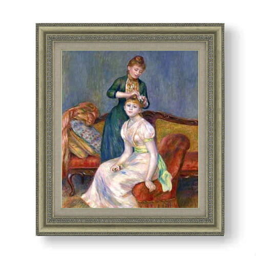 【油絵 直筆仕上げ】ルノワール 髪かざり F10 【額入り】 絵画 販売 10号 油彩 人物画 677×603mm 複製画 送料無料 プレゼント ギフト 開店祝い 開業祝い 退職祝い 新築祝い リビング 玄関 モダン アートフレーム 壁掛け|絵画販売アートレスト