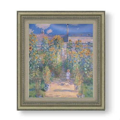 【油絵 直筆仕上げ】クロード・モネ ヴェトゥイユのモネの庭 F10 【額入り】 絵画 販売 10号 油彩 風景画 677×603mm 複製画 送料無料 プレゼント ギフト 開店祝い 開業祝い 退職祝い 新築祝い リビング 玄関 モダン アートフレーム 壁掛け