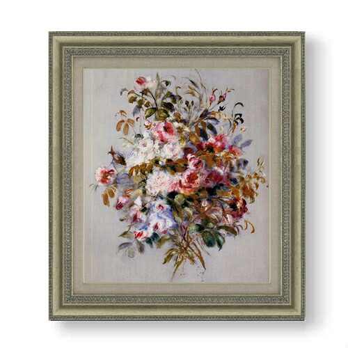 【油絵 直筆仕上げ】ルノワール ローズのブーケ F10 【額入り】 絵画 販売 10号 油彩 静物画 677×603mm 複製画 送料無料 プレゼント ギフト 開店祝い 開業祝い 退職祝い 新築祝い リビング 玄関 モダン アートフレーム 壁掛け|絵画販売アートレスト