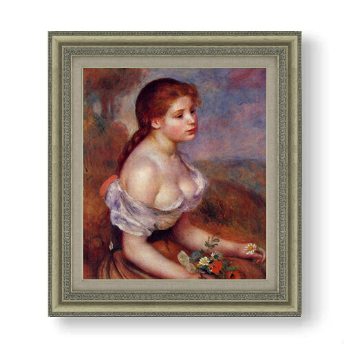【油絵 直筆仕上げ】ルノワール 雛菊と少女 F10 【額入り】 絵画 販売 10号 油彩 人物画 677×603mm 複製画 送料無料 プレゼント ギフト 開店祝い 開業祝い 退職祝い 新築祝い リビング 玄関 モダン アートフレーム 壁掛け