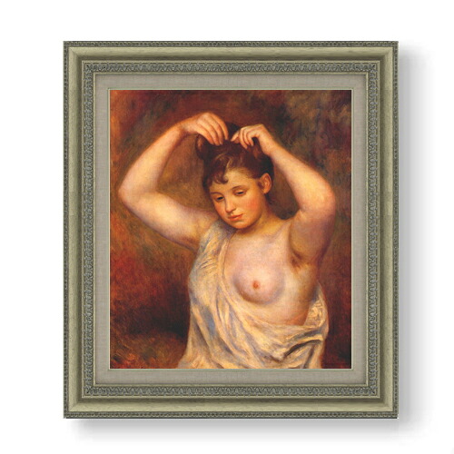 【油絵 直筆仕上げ】ルノワール 髪を編む女 F10 【額入り】 絵画 販売 10号 油彩 人物画 677×603mm 複製画 送料無料 プレゼント ギフト 開店祝い 開業祝い 退職祝い 新築祝い リビング 玄関 モダン アートフレーム 壁掛け