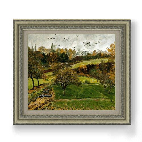 【油絵 直筆仕上げ】シスレー ルーヴシエンヌ、秋の風景 F10 【額入り】 絵画 販売 10号 油彩 風景画 677&times;603mm 複製画 送料無料 プレゼント ギフト 開店祝い 開業祝い 退職祝い 新築祝い リビング 玄関 モダン アートフレーム 壁掛け｜絵画販売アートレスト