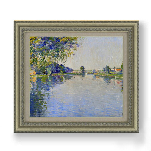 【油絵 直筆仕上げ】カイユボット セーヌ川の景色 F10 【額入り】 絵画 販売 10号 油彩 風景画 677×603mm 複製画 送料無料 プレゼント ギフト 開店祝い 開業祝い 退職祝い 新築祝い リビング 玄関 モダン アートフレーム 壁掛け