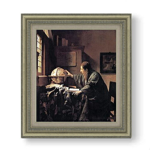 【油絵 直筆仕上げ】フェルメール 天文学者 F10 【額入り】 絵画 販売 10号 油彩 人物画 677×603mm 複製画 送料無料 プレゼント ギフト 開店祝い 開業祝い 退職祝い 新築祝い リビング 玄関 モダン アートフレーム 壁掛け
