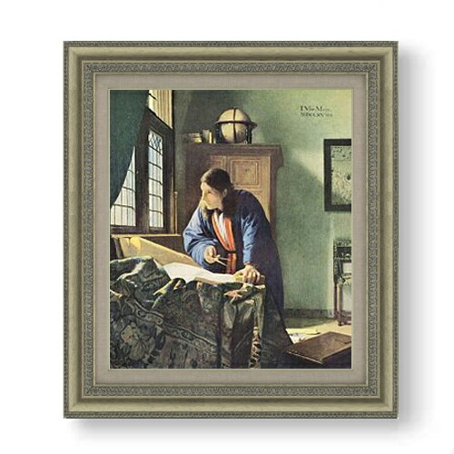 【油絵 直筆仕上げ】フェルメール 地理学者 F10 【額入り】 絵画 販売 10号 油彩 人物画 677×603mm 複製画 送料無料 プレゼント ギフト 開店祝い 開業祝い 退職祝い 新築祝い リビング 玄関 モダン アートフレーム 壁掛け