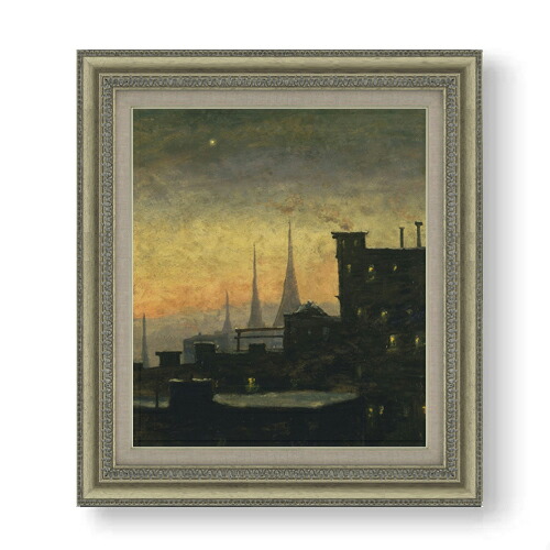 【油絵 直筆仕上げ】ルイ・エイルシェミウス New York Roof Tops F10 【額入り】 絵画 販売 10号 油彩 風景画 677&times;603mm 複製画 送料無料 プレゼント ギフト 開店祝い 開業祝い 退職祝い 新築祝い リビング 玄関 モダン アートフレーム 壁掛け｜絵画販売アートレスト