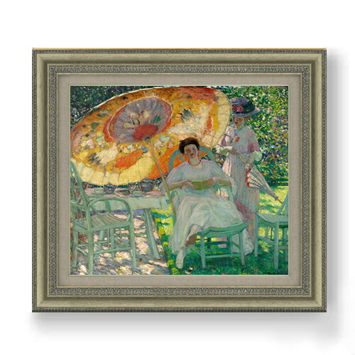 【油絵 直筆仕上げ】フリージキー The Garden Parasol F10 【額入り】 絵画 販売 10号 油彩 風景画 677×603mm 複製画 送料無料 プレゼント ギフト 開店祝い 開業祝い 退職祝い 新築祝い リビング 玄関 モダン アートフレーム 壁掛け|絵画販売アートレスト
