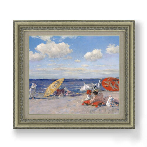 【油絵 直筆仕上げ】チェイス At the Seaside F10 【額入り】 絵画 販売 10号 油彩 風景画 677&times;603mm 複製画 送料無料 プレゼント ギフト 開店祝い 開業祝い 退職祝い 新築祝い リビング 玄関 モダン アートフレーム 壁掛け｜絵画販売アートレスト