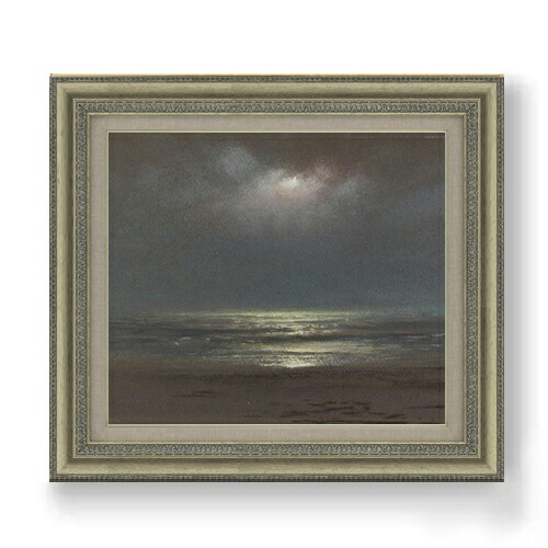 【油絵 直筆仕上げ】トライオン Night The Sea F10 【額入り】 絵画 販売 10号 油彩 風景画 677×603mm 複製画 送料無料 プレゼント ギフト 開店祝い 開業祝い 退職祝い 新築祝い リビング 玄関 モダン アートフレーム 壁掛け