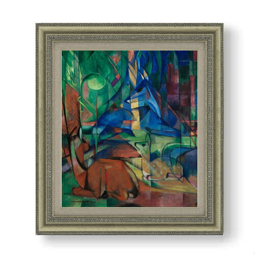 【油絵 直筆仕上げ】マルク 森への帰還2 F10 【額入り】 絵画 販売 10号 油彩 抽象画 677×603mm 複製画 送料無料 プレゼント ギフト 開店祝い 開業祝い 退職祝い 新築祝い リビング 玄関 モダン アートフレーム 壁掛け|絵画販売アートレスト