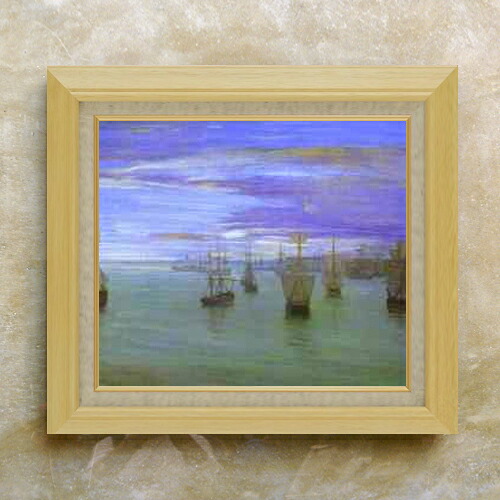 【油絵 直筆仕上げ】ホイッスラー 肌色と緑の薄暮 F10 【額入り】 絵画 販売 10号 油彩 風景画 675×601mm 複製画 送料無料 プレゼント ギフト 開店祝い 開業祝い 退職祝い 新築祝い リビング 玄関 モダン アートフレーム 壁掛け