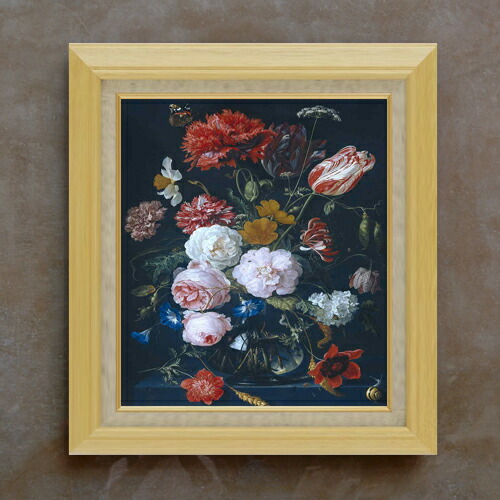 【油絵 直筆仕上げ】デ・ヘーム 花瓶と花 F10 【額入り】 絵画 販売 10号 油彩 静物画 675×601mm 複製画 送料無料 プレゼント ギフト 開店祝い 開業祝い 退職祝い 新築祝い リビング 玄関 モダン アートフレーム 壁掛け