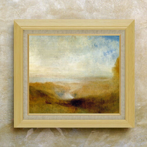 【油絵 直筆仕上げ】ターナー 遠くの川と入り江の風景 F10 【額入り】 絵画 販売 10号 油彩 風景画 675×601mm 複製画 送料無料 プレゼント ギフト 開店祝い 開業祝い 退職祝い 新築祝い リビング 玄関 モダン アートフレーム 壁掛け