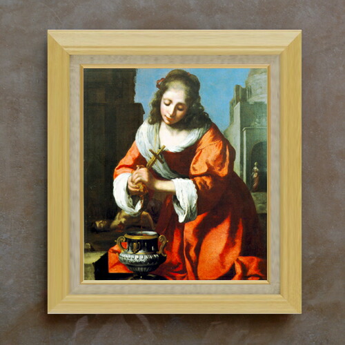 【油絵 直筆仕上げ】フェルメール Saint Praxidis F10 【額入り】 絵画 販売 10号 油彩 人物画 675×601mm 複製画 送料無料 プレゼント ギフト 開店祝い 開業祝い 退職祝い 新築祝い リビング 玄関 モダン アートフレーム 壁掛け