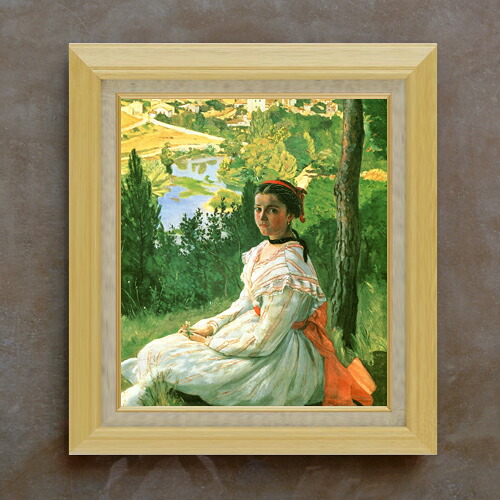 【油絵 直筆仕上げ】フレデリック・バジール 村の眺め F10 【額入り】 絵画 販売 10号 油彩 人物画 675×601mm 複製画 送料無料 プレゼント ギフト 開店祝い 開業祝い 退職祝い 新築祝い リビング 玄関 モダン アートフレーム 壁掛け|絵画販売アートレスト