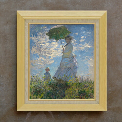 【油絵 直筆仕上げ】クロード・モネ 日傘を差す女 （左向き） F10 【額入り】 絵画 販売 10号 油彩 人物画 675&times;601mm 複製画 送料無料 プレゼント ギフト 開店祝い 開業祝い 退職祝い 新築祝い リビング 玄関 モダン アートフレーム 壁掛け｜絵画販売アートレスト