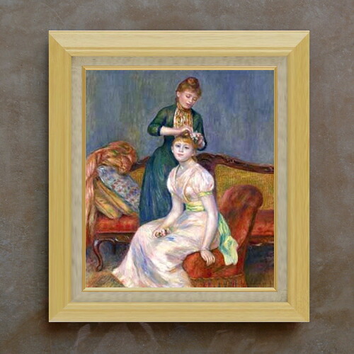 【油絵 直筆仕上げ】ルノワール 髪かざり F10 【額入り】 絵画 販売 10号 油彩 人物画 675×601mm 複製画 送料無料 プレゼント ギフト 開店祝い 開業祝い 退職祝い 新築祝い リビング 玄関 モダン アートフレーム 壁掛け|絵画販売アートレスト