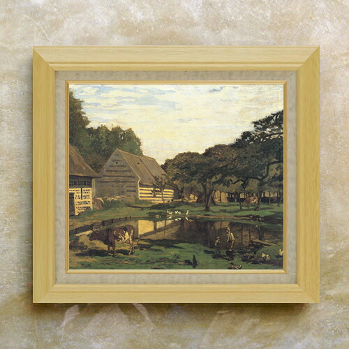 【油絵 直筆仕上げ】クロード・モネ ノルマンディーの農家の庭 F10 【額入り】 絵画 販売 10号 油彩 風景画 675×601mm 複製画 送料無料 プレゼント ギフト 開店祝い 開業祝い 退職祝い 新築祝い リビング 玄関 モダン アートフレーム 壁掛け|絵画販売アートレスト