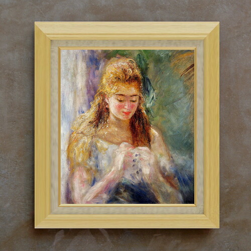 【油絵 直筆仕上げ】ルノワール 編み物をする女 F10 【額入り】 絵画 販売 10号 油彩 人物画 675×601mm 複製画 送料無料 プレゼント ギフト 開店祝い 開業祝い 退職祝い 新築祝い リビング 玄関 モダン アートフレーム 壁掛け