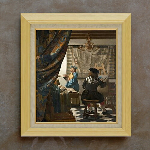 【油絵 直筆仕上げ】フェルメール 絵画芸術 F10 【額入り】 絵画 販売 10号 油彩 人物画 675&times;601mm 複製画 送料無料 プレゼント ギフト 開店祝い 開業祝い 退職祝い 新築祝い リビング 玄関 モダン アートフレーム 壁掛け｜絵画販売アートレスト