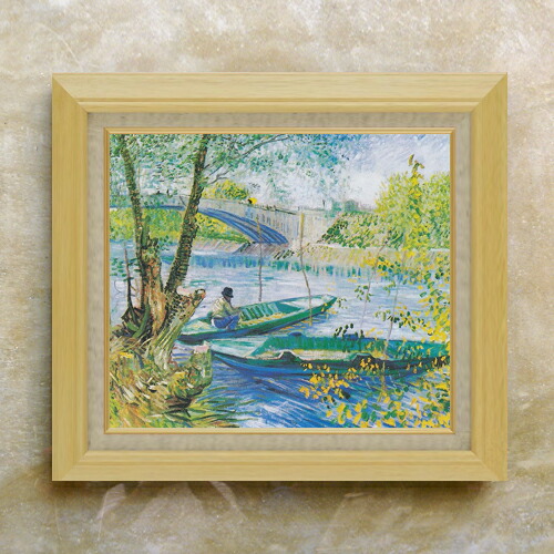 【油絵 直筆仕上げ】ゴッホ 春の釣り F10 【額入り】 絵画 販売 10号 油彩 風景画 675×601mm 複製画 送料無料 プレゼント ギフト 開店祝い 開業祝い 退職祝い 新築祝い リビング 玄関 モダン アートフレーム 壁掛け 30,875円