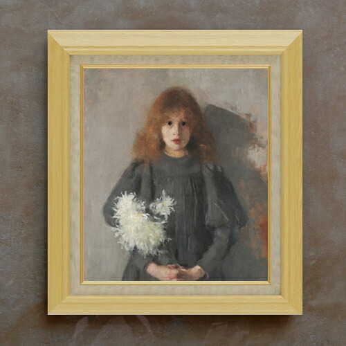 【油絵 直筆仕上げ】ボズナンスカ Girl with Chrysanthemums F10 【額入り】 絵画 販売 10号 油彩 人物画 675×601mm 複製画 送料無料 プレゼント ギフト 開店祝い 開業祝い 退職祝い 新築祝い リビング 玄関 モダン アートフレーム 壁掛け|絵画販売アートレスト