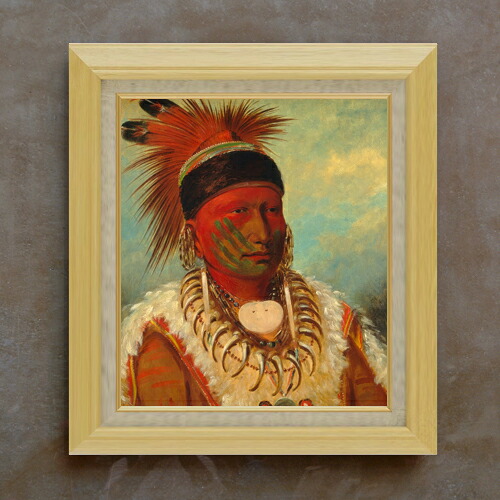 【油絵 直筆仕上げ】カトリン The White Cloud, Head Chief of the Iowas F10 【額入り】 絵画 販売 10号 油彩 人物画 675×601mm 複製画 送料無料 プレゼント ギフト 開店祝い 開業祝い 退職祝い 新築祝い リビング 玄関 モダン アートフレーム 壁掛け|絵画販売アートレスト