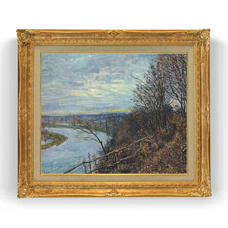 【油絵 直筆仕上げ】シスレー １１月の午後 F12 【油彩 国内生産 インテリア】絵画 販売 12号 風景画 ゴールド額縁 736×630mm 複製画 送料無料 プレゼント ギフト 開店祝い 開業祝い 退職祝い 新築祝い リビング 玄関 モダン 壁掛け