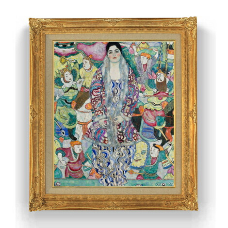 【油絵 直筆仕上げ】クリムト Portrait of Friedericke Maria Beer F12 【油彩 国内生産 インテリア】絵画 販売 12号 抽象画 ゴールド額縁 736×630mm 複製画 送料無料