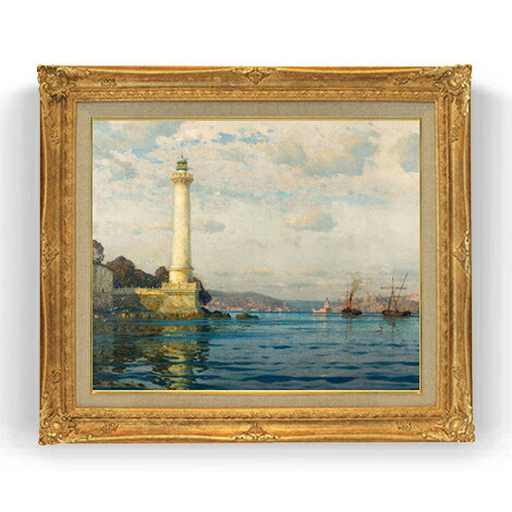 【油絵 直筆仕上げ】ディーマー The Ahrkap Lighthouse F12 【アップグレード額縁】絵画 販売 12号 抽象画 ゴールド額縁 736×630mm 複製画 送料無料 プレゼント ギフト 開店祝い 開業祝い 退職祝い 新築祝い リビング 壁掛け|絵画販売アートレスト
