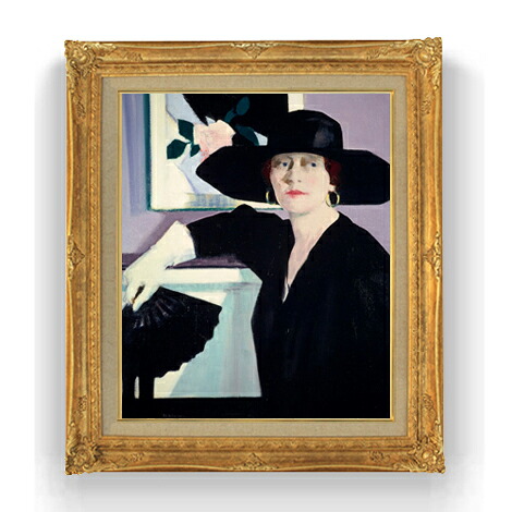 【油絵 直筆仕上げ】フランシス・カデル Portrait of a Lady in Black F12 【油彩 国内生産 インテリア】絵画 販売 12号 抽象画 ゴールド額縁 736×630mm 複製画 送料無料
