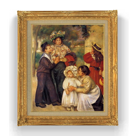 【油絵 直筆仕上げ】ルノワール 画家の家族 F12 【油彩 国内生産 インテリア】絵画 販売 12号 抽象画 ゴールド額縁 736×630mm 複製画 送料無料 プレゼント ギフト 開店祝い 開業祝い 退職祝い 新築祝い リビング 玄関 モダン 壁掛け