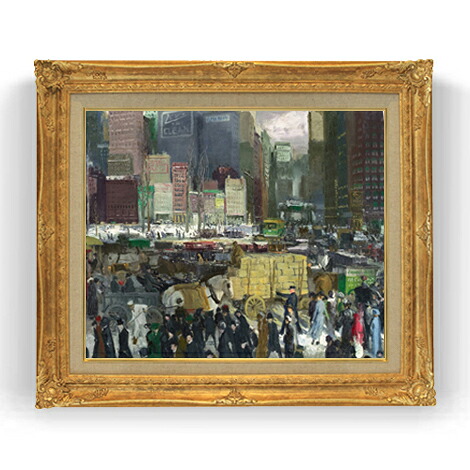 【油絵 直筆仕上げ】ジョージ・ベローズ New York F12 【アップグレード額縁】絵画 販売 12号 風景画額縁 736&times;630mm 複製画 送料無料 プレゼント ギフト 開店祝い 開業祝い 退職祝い 新築祝い リビング 壁掛け｜絵画販売アートレスト
