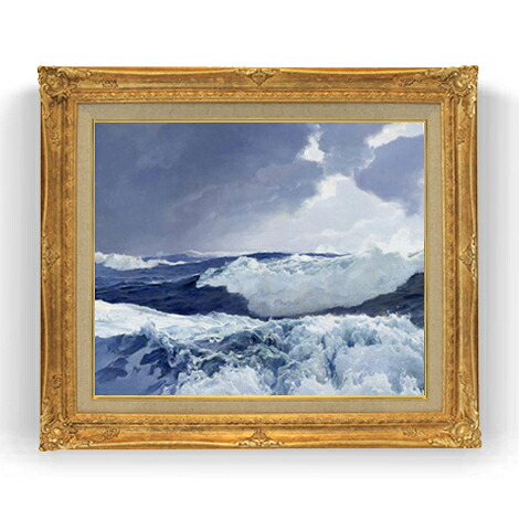 【油絵 直筆仕上げ】フレデリック・ジャッド・ウォー Mid Ocean F12 【アップグレード額縁】絵画 販売 12号 風景画額縁 736&times;630mm 複製画 送料無料 プレゼント ギフト 開店祝い 開業祝い 退職祝い 新築祝い リビング 壁掛け｜絵画販売アートレスト 45,480円