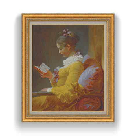 【油絵 直筆仕上げ】フラゴナール 読書する女 F12 【油彩 国内生産 インテリア】絵画 販売 12号 人物画 ゴールド額縁 754×648mm 複製画 送料無料 プレゼント ギフト 開店祝い 開業祝い 退職祝い 新築祝い リビング 玄関 モダン 壁掛け