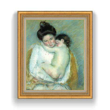 【油絵 直筆仕上げ】メアリーカサット 母と子 F12 【油彩 国内生産 インテリア】絵画 販売 12号 人物画 ゴールド額縁 754×648mm 複製画 送料無料 プレゼント ギフト 開店祝い 開業祝い 退職祝い 新築祝い リビング 玄関 モダン 壁掛け