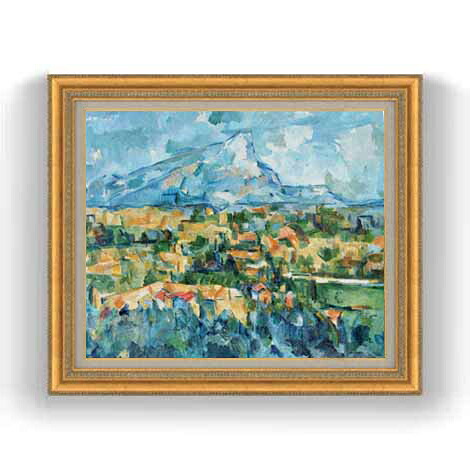 【油絵 直筆仕上げ】セザンヌ サント・ヴィクトワール山 F12 【油彩 国内生産 インテリア】絵画 販売 12号 風景画 ゴールド額縁 754×648mm 複製画 送料無料 プレゼント ギフト 開店祝い 開業祝い 退職祝い 新築祝い リビング 玄関 モダン 壁掛け