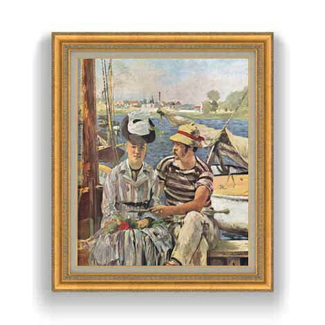 【油絵 直筆仕上げ】マネ アルジャントゥーユ F12 【油彩 国内生産 インテリア】絵画 販売 12号 風景画 ゴールド額縁 754×648mm 複製画 送料無料 プレゼント ギフト 開店祝い 開業祝い 退職祝い 新築祝い リビング 玄関 モダン 壁掛け