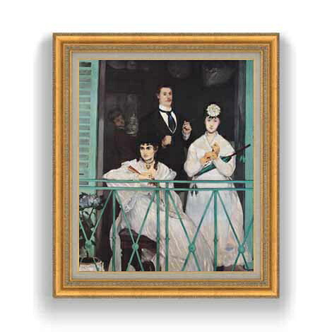 【油絵 直筆仕上げ】マネ バルコニー F12 【油彩 国内生産 インテリア】絵画 販売 12号 人物画 ゴールド額縁 754×648mm 複製画 送料無料 プレゼント ギフト 開店祝い 開業祝い 退職祝い 新築祝い リビング 玄関 モダン 壁掛け