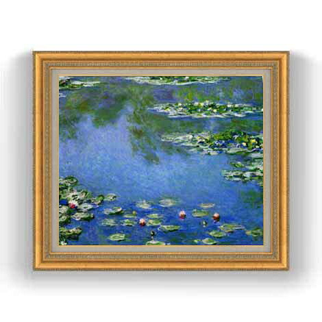 【油絵 直筆仕上げ】クロード・モネ 睡蓮 （3） F12 【油彩 国内生産 インテリア】絵画 販売 12号 風景画 ゴールド額縁 754×648mm 複製画 送料無料 プレゼント ギフト 開店祝い 開業祝い 退職祝い 新築祝い リビング 玄関 モダン 壁掛け