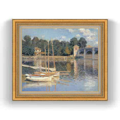 【油絵 直筆仕上げ】クロード・モネ アルジャントゥイユの端 F12 【油彩 国内生産 インテリア】絵画 販売 12号 風景画 ゴールド額縁 754×648mm 複製画 送料無料 プレゼント ギフト 開店祝い 開業祝い 退職祝い 新築祝い リビング 玄関 モダン 壁掛け