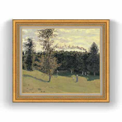 クロード・モネ 田園の列車 F12 絵画 販売 12号 風景画 ゴールド額縁 754×648mm 送料無料