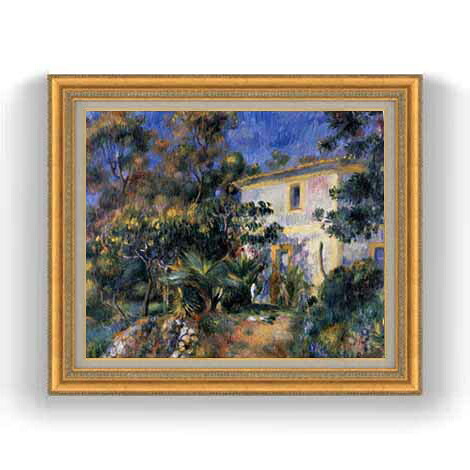 【油絵 直筆仕上げ】ルノワール アルジェの風景 F12 【油彩 国内生産 インテリア】絵画 販売 12号 風景画 ゴールド額縁 754×648mm 複製画 送料無料 プレゼント ギフト 開店祝い 開業祝い 退職祝い 新築祝い リビング 玄関 モダン 壁掛け