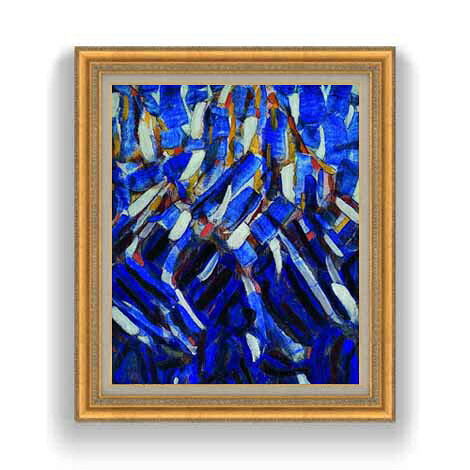 【油絵 直筆仕上げ】クリスティアン・ロールフス Abstraction (the Blue Mountain) F12 【油彩 国内生産 インテリア】絵画 販売 12号 抽象画 ゴールド額縁 754×648mm 複製画 送料無料
