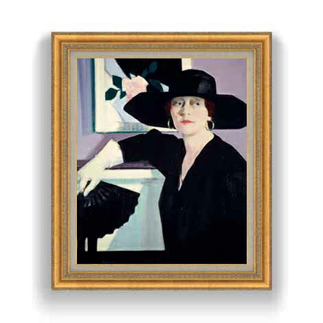 【油絵 直筆仕上げ】フランシス・カデル Portrait of a Lady in Black F12 【油彩 国内生産 インテリア】絵画 販売 12号 抽象画 ゴールド額縁 754&times;648mm 複製画 送料無料｜絵画販売アートレスト