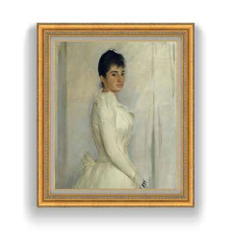 【油絵 直筆仕上げ】ラモン・カザス Portrait of Montserrat Carb F12 【油彩 国内生産 インテリア】絵画 販売 12号 抽象画 ゴールド額縁 754×648mm 複製画 送料無料 プレゼント ギフト 開店祝い 開業祝い 退職祝い 新築祝い リビング 玄関 モダン 壁掛け
